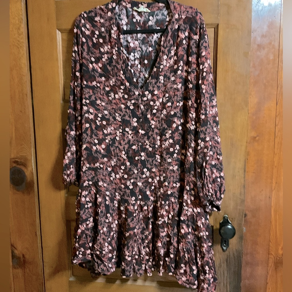 AVEOLOGY  Peasant Mini Tunic/Dress Floral paisley print, Burgundy & Pink 22/24